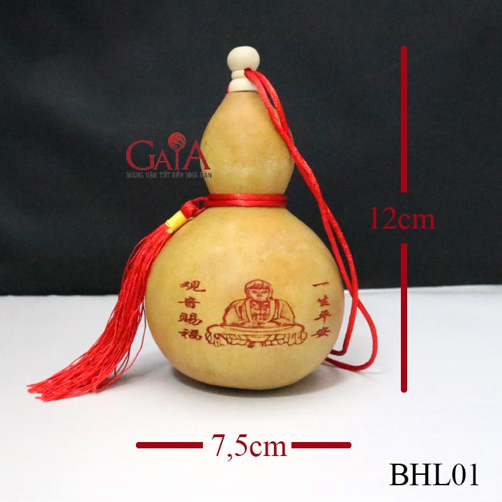 Trái bầu hồ lô tự nhiên phong thuỷ còn hạt bên trong 12 x 7.5cm (hoạ tiết giao ngẫu nhiên)